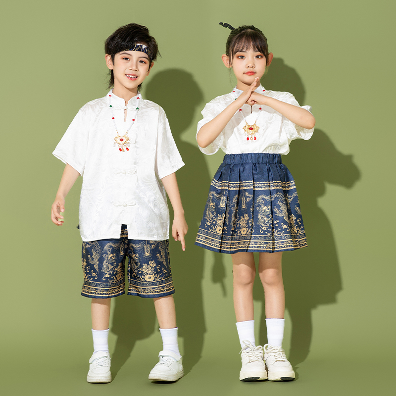 六一儿童演出服中小学生啦啦队运动会男女童马面裙汉服表演合唱服