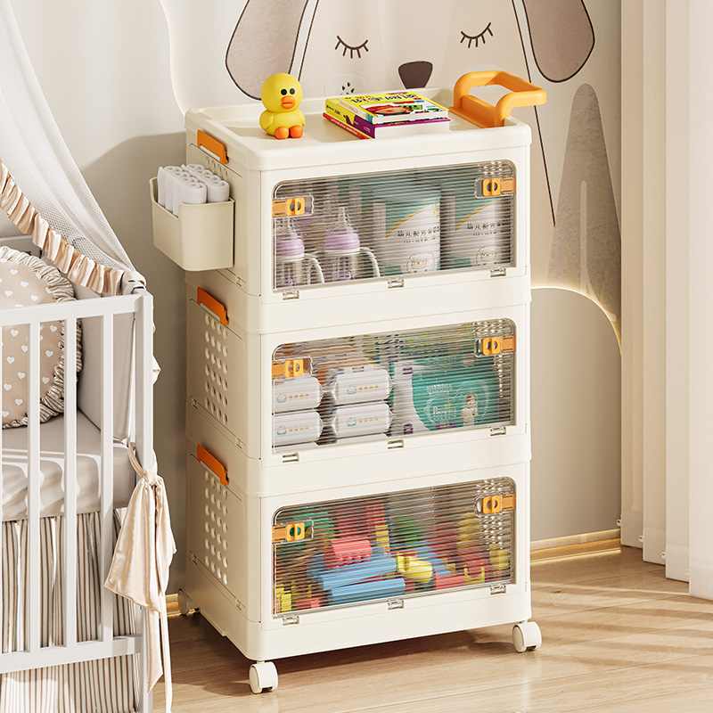 现货速发儿童收纳柜收纳柜置物家用抽屉式多层宝宝婴儿零食翻盖塑