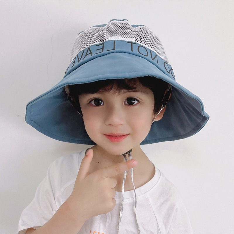 儿童帽子夏季薄款防晒太阳帽紫外线遮脸透气男女童宝宝遮阳渔夫帽