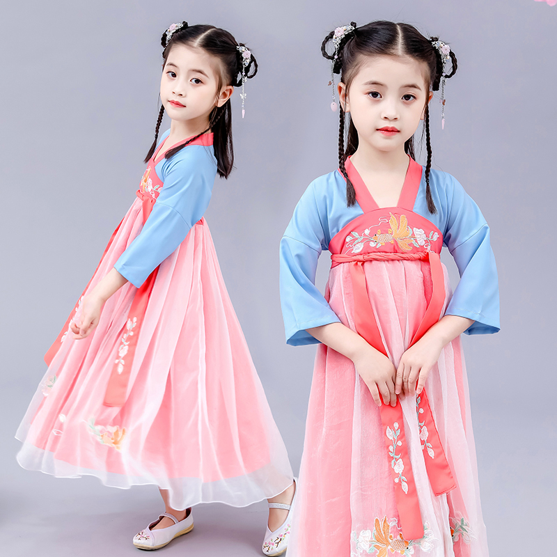 中国风汉服女童夏装连衣裙古代古装裙子儿童装改良公主裙唐装襦裙