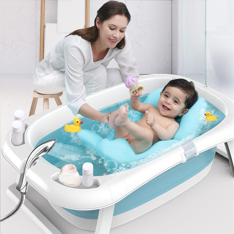 婴儿浴盆超大号可坐躺折叠宝宝洗澡盆带温度计新生儿童洗浴盆用品