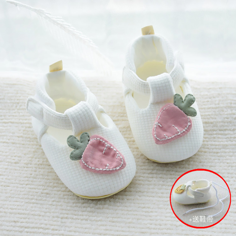 新生婴儿鞋护脚春夏女宝宝0-1岁学步软底防滑纯棉牛筋底不掉鞋子2