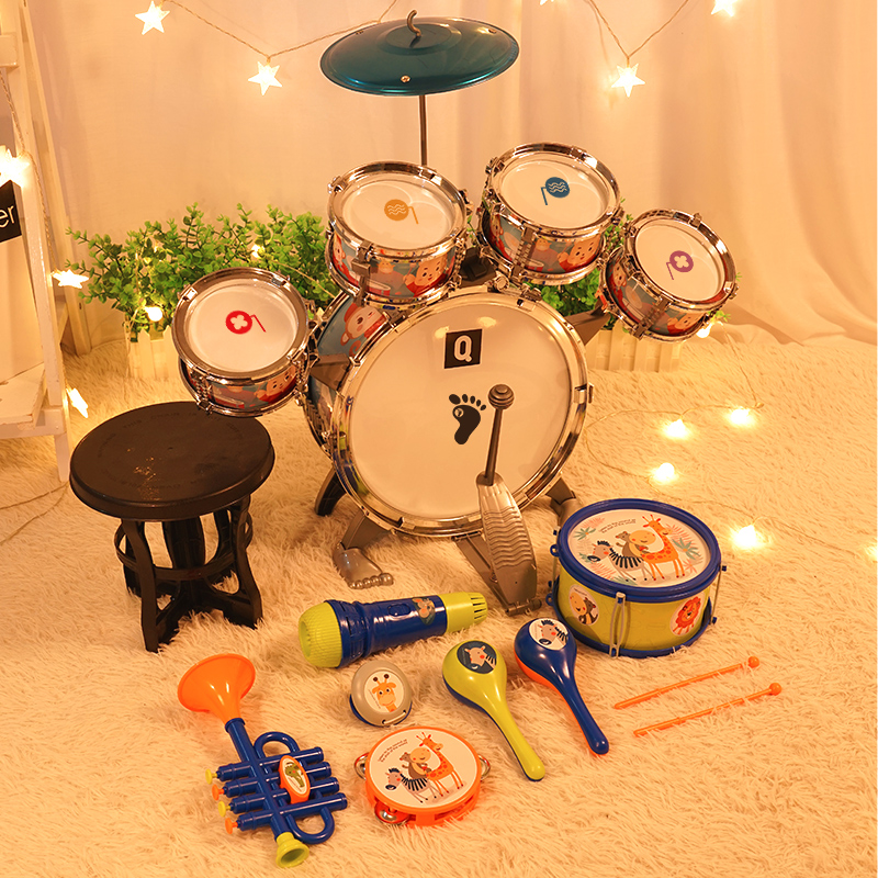 新架子鼓儿童初学者敲打鼓乐器1-3-6岁宝宝爵士鼓玩具周岁生日礼