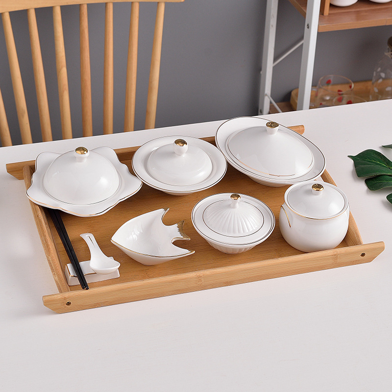 1V0H月子餐餐具套装产妇家用碗盘带盖一人食汤盅月子中心会所