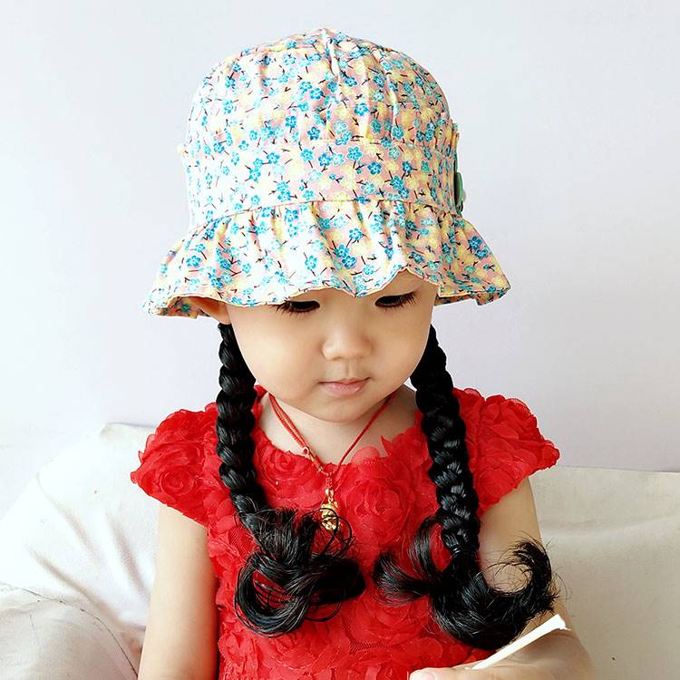 推荐宝宝头发帽子小公主遮阳帽太阳帽假发婴儿女宝一岁春款春秋季