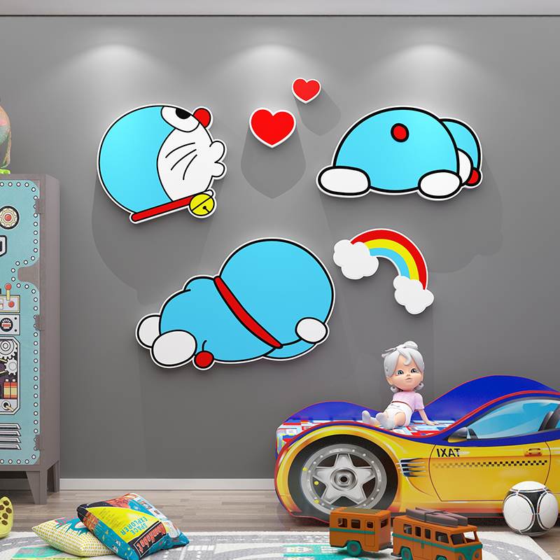 卡通哆啦a梦3d立体贴画儿童房间墙面装饰布置男孩卧室床头背景墙