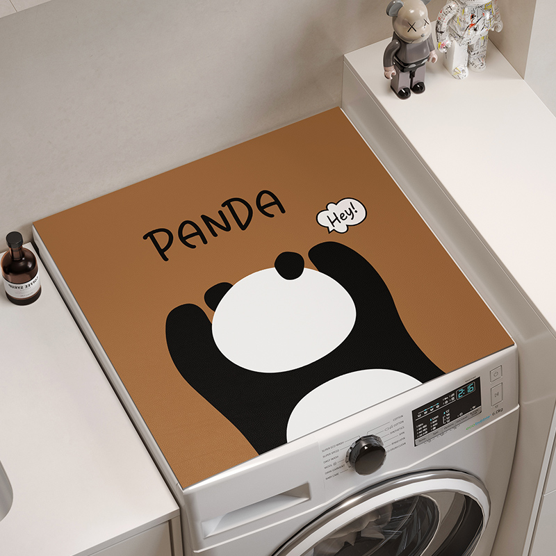 熊猫滚筒式全自动洗衣机顶盖布卡通防水防晒冰箱防尘罩套皮革垫子