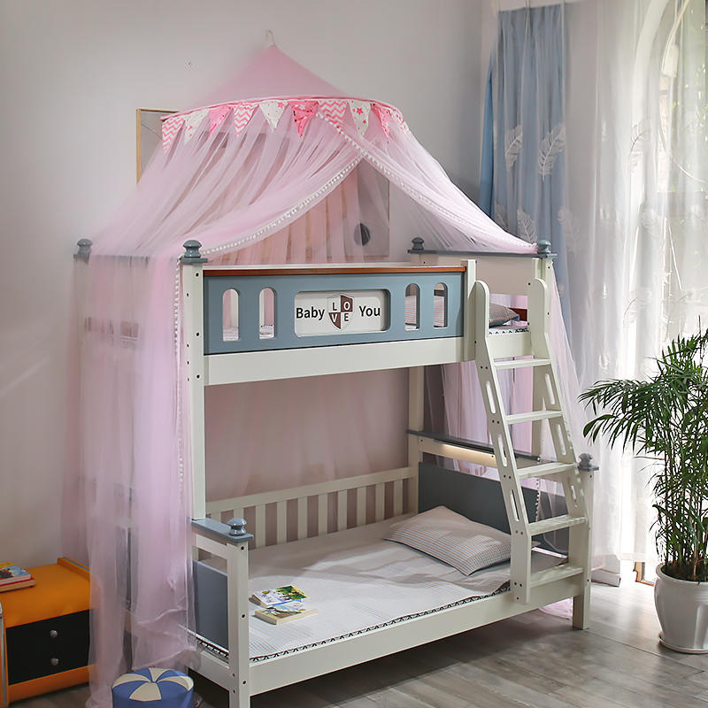新品蚊帐儿童子母床上下铺一体高低床双层梯形免安S装家用可机洗1
