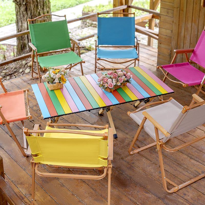 户外露营折叠桌椅彩色款便携式庭院桌椅野营桌休闲花园露天桌椅套