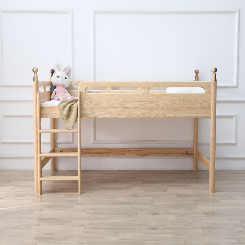 北欧纯实木现代简约防护安全栏儿童床上下半高架床铺中高床双层床