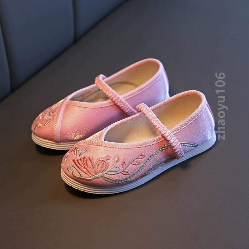 风女童舞蹈女童北京儿童老古风唐装布鞋春季汉服鞋子中国鞋子,鞋