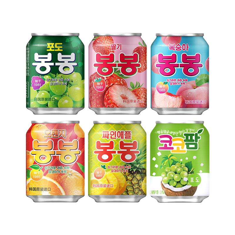 韩国进口饮料海太葡萄汁果肉粒果汁整箱礼盒装238ml*12罐年货过节
