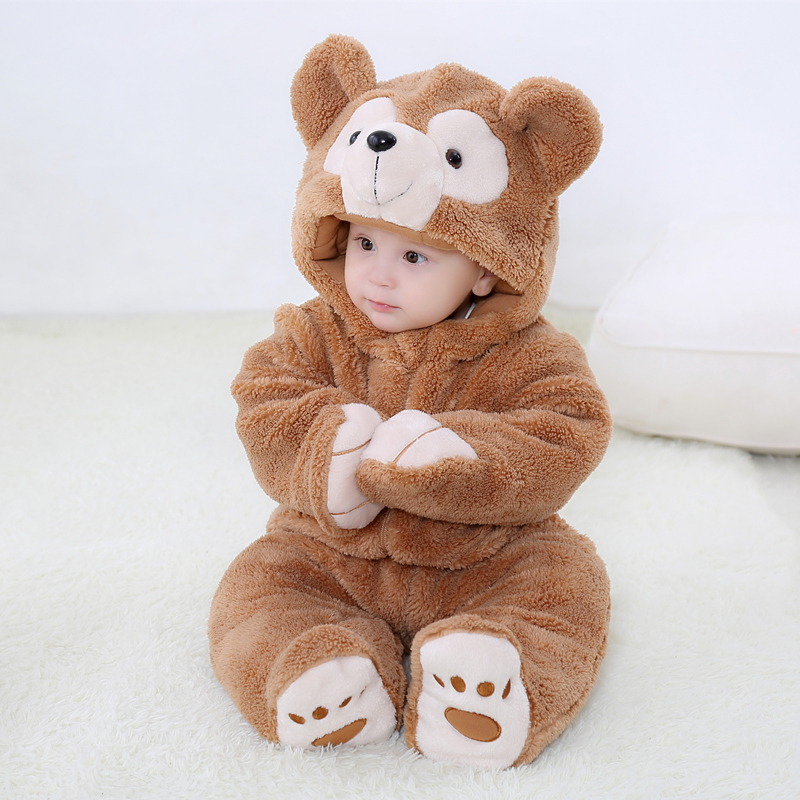 韩国婴儿衣服秋冬装男女宝宝连体衣加厚外出抱衣包脚可爱动物爬服