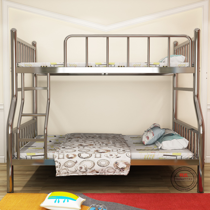 304不锈钢双层床儿童高低子母床上下铺铁架宿舍高架床大人双人床