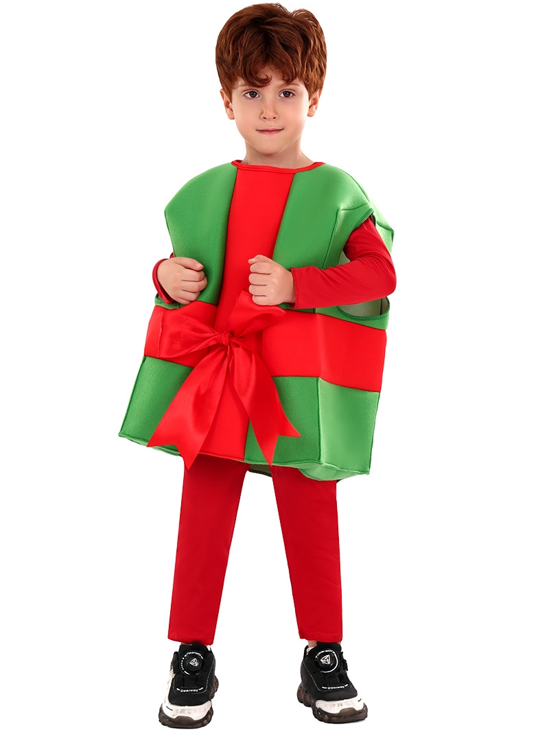圣诞节服装儿童演出服圣诞老人礼物盒服圣诞装扮派对节日表演服新