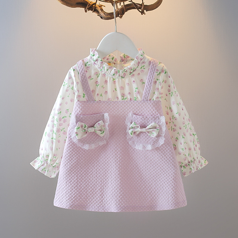 新品婴儿春装女宝宝裙子13岁长袖上衣2洋气时髦公主裙女童春季品