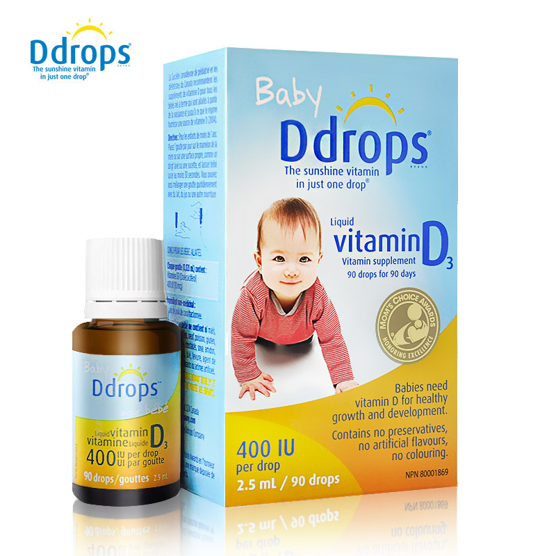 加拿大Ddrops 婴幼儿童维生素 D3 baby 宝宝VD补钙滴剂 维D 90滴
