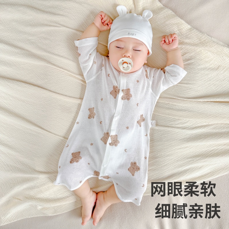 新生婴儿衣服0夏季3薄款睡袍8一12月6宝宝夏天女家居夏装连体睡衣