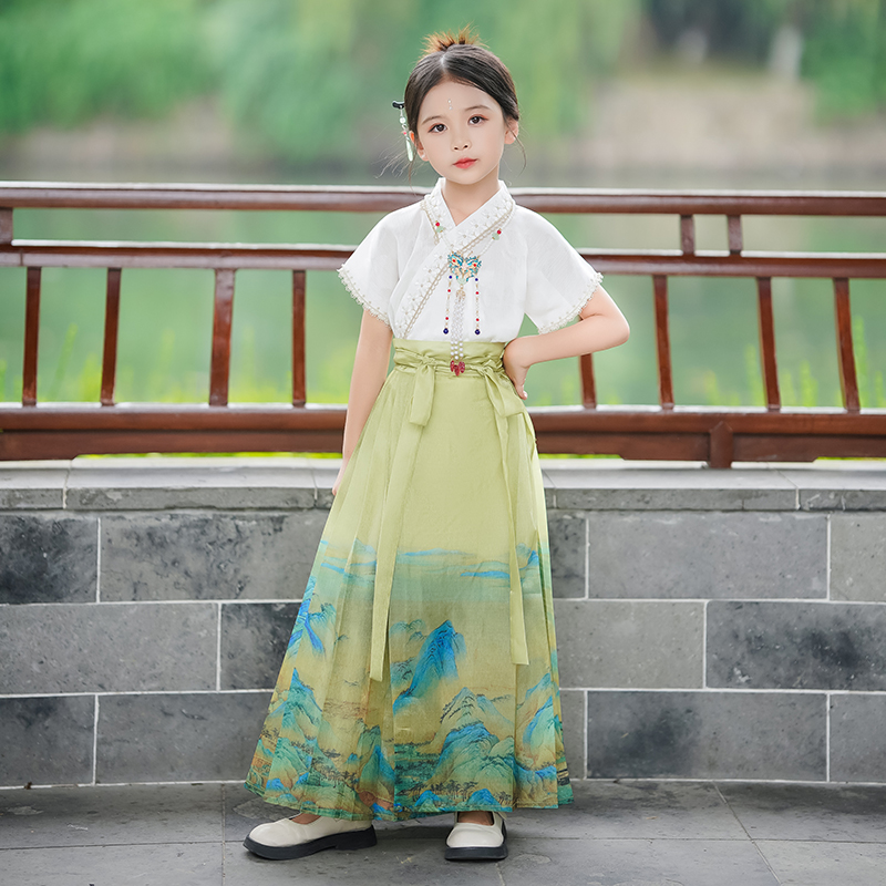 马面裙女童套装中国风儿童汉服夏季薄款古装明制高端汉服夏天