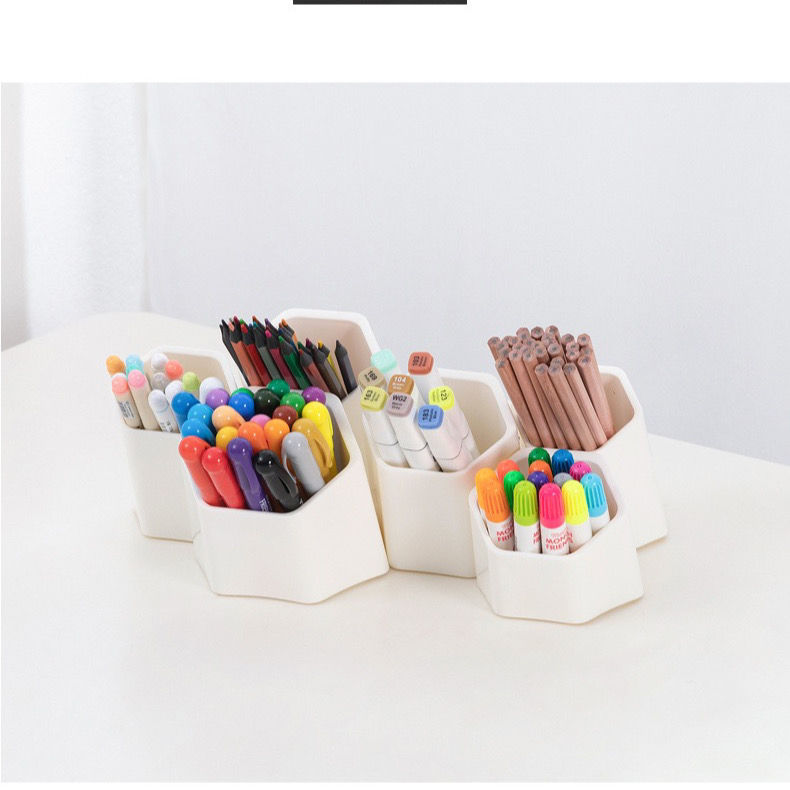 笔筒儿童斜插可拆六角笔筒桌面文具收纳多格斜式多功能组合笔筒