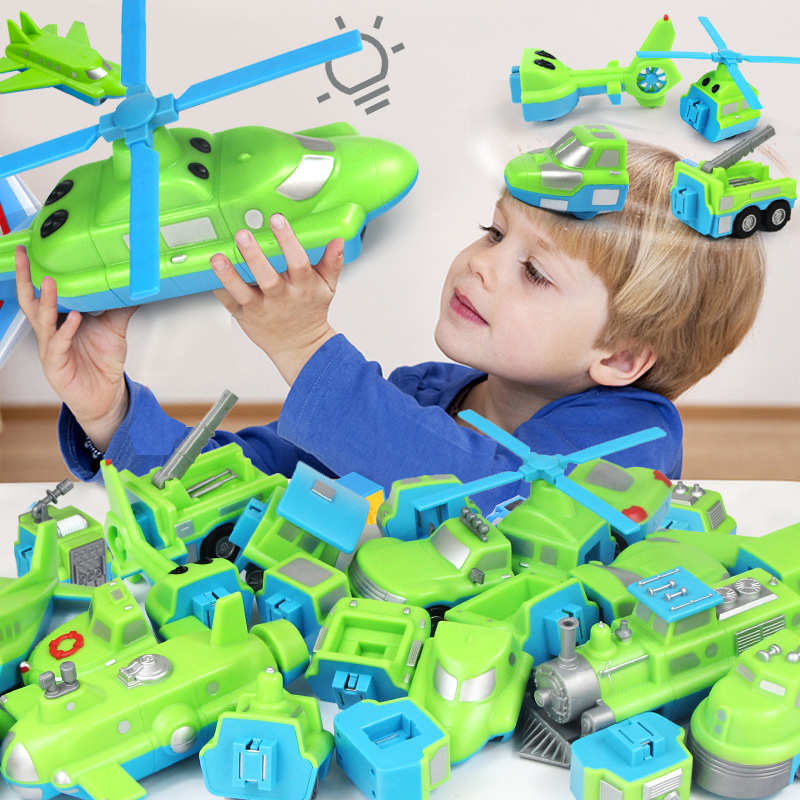 海陆空拼装玩具磁性积木4百变汽车5儿童礼物2-6小男孩3岁以上实用