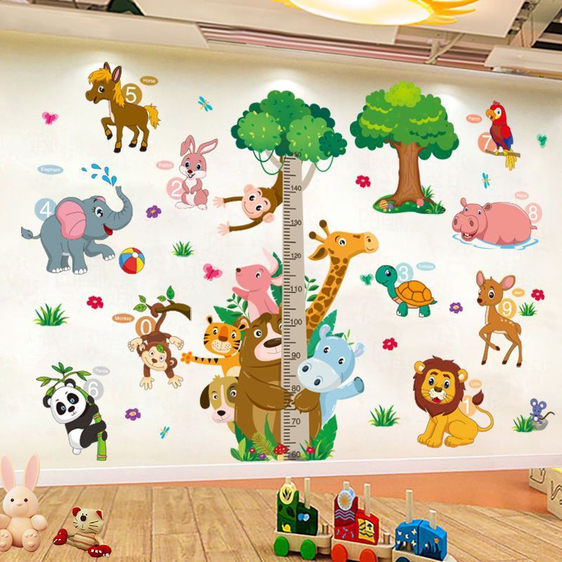 现货速发卡通动物墙贴纸儿童婴儿幼儿园墙面装饰品贴画3立体墙纸
