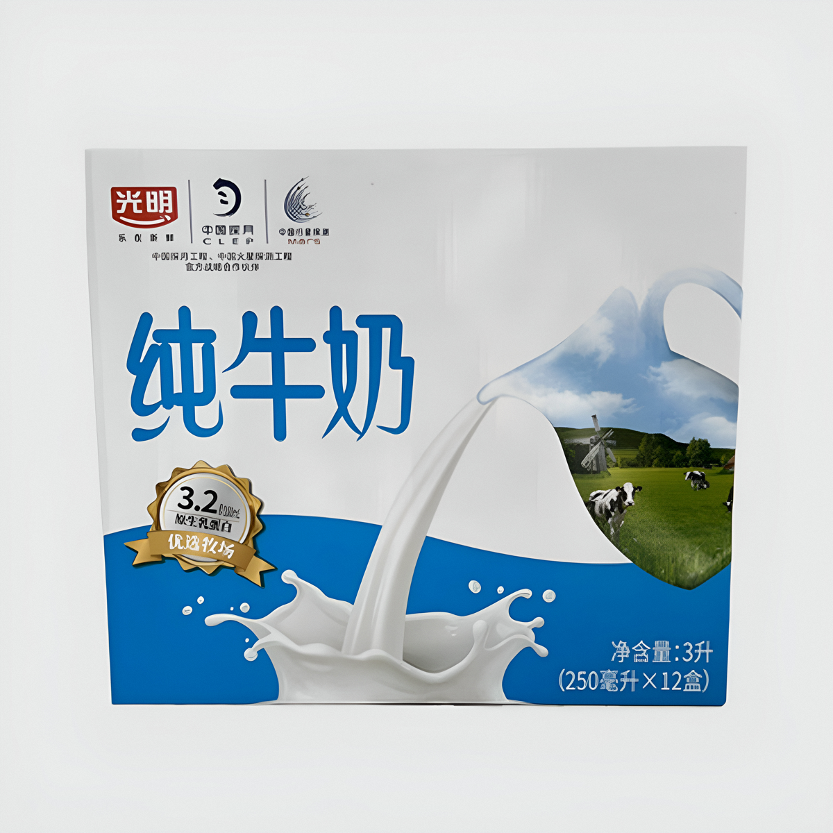 光明纯牛奶高温灭菌乳学生营养早餐牛奶乳饮250ml*12盒 12月
