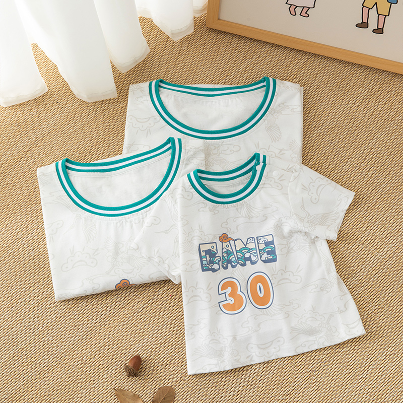 新款一家三四口短袖T恤亲子母子装纯棉夏季婴儿宝宝T恤上衣薄款运