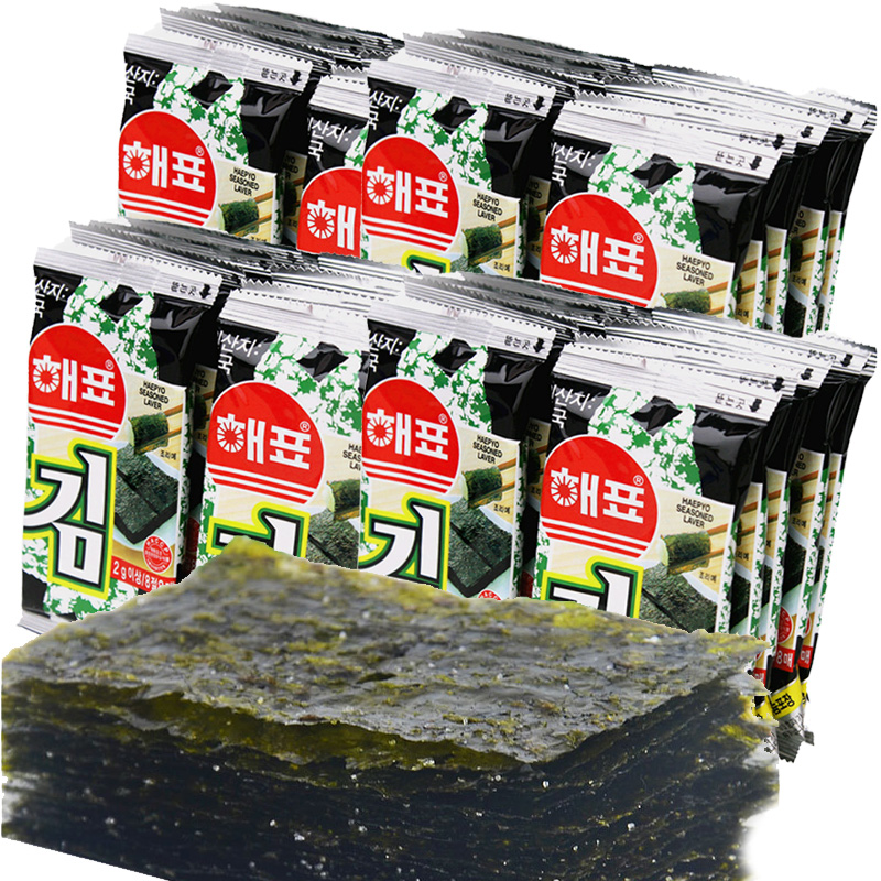 韩国进口海牌海苔片32包原味儿童寿司包饭即食烤紫菜宝宝零食组合