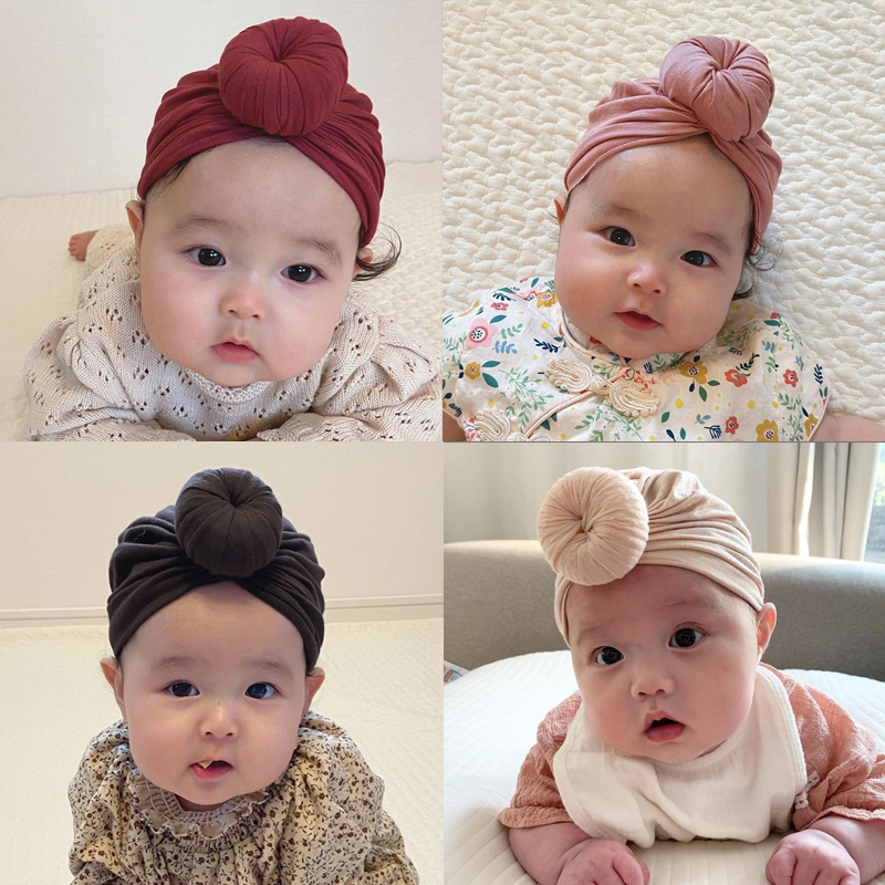 ins爆款春秋韩国新生婴儿可爱甜甜圈洋气棉胎帽宝宝套头百搭帽子