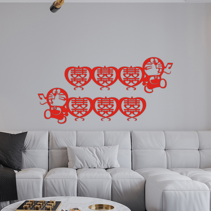 婚房布置卧室客厅装饰创意个性浪漫机器猫结婚庆用品啦a梦喜字贴