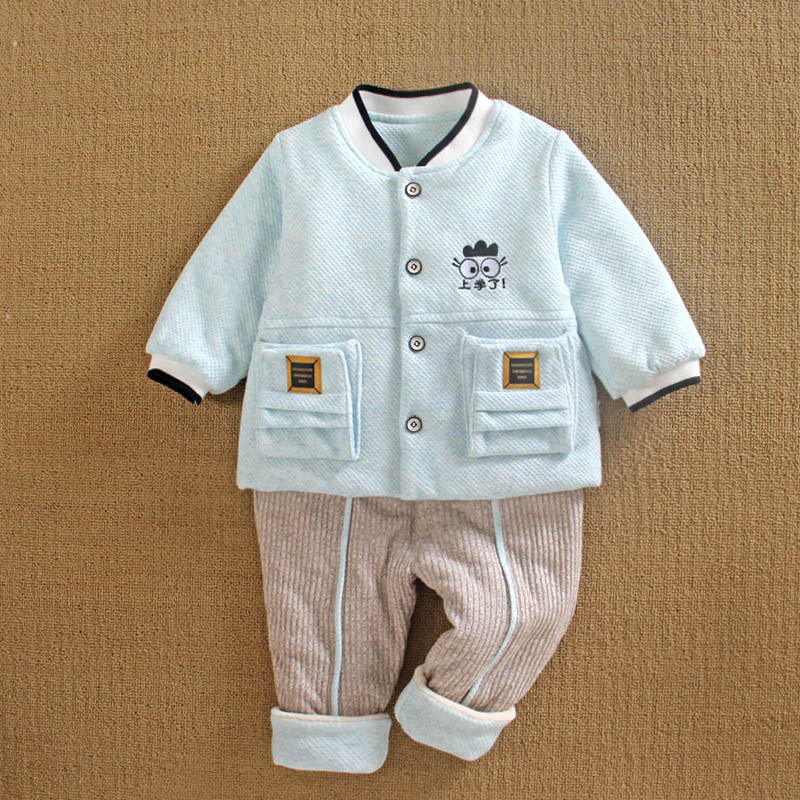 薄夹棉衣春秋冬款外出三6一12个月装婴儿服分体3男宝宝两件套装季