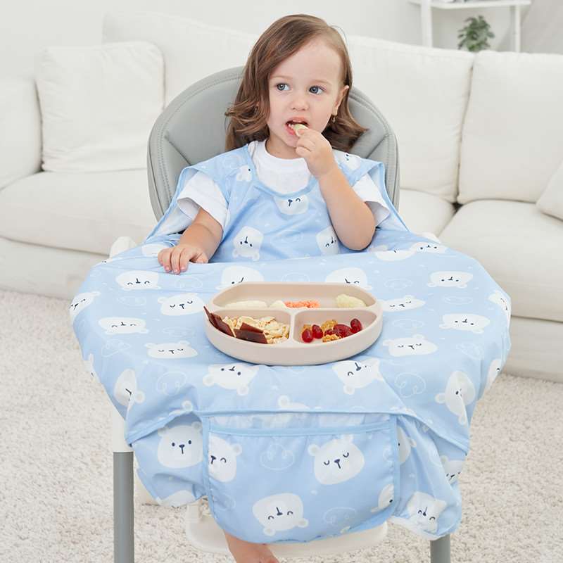 宝宝一体式餐椅辅食罩衣自主进食吃饭围兜防水防脏儿童餐桌的饭兜