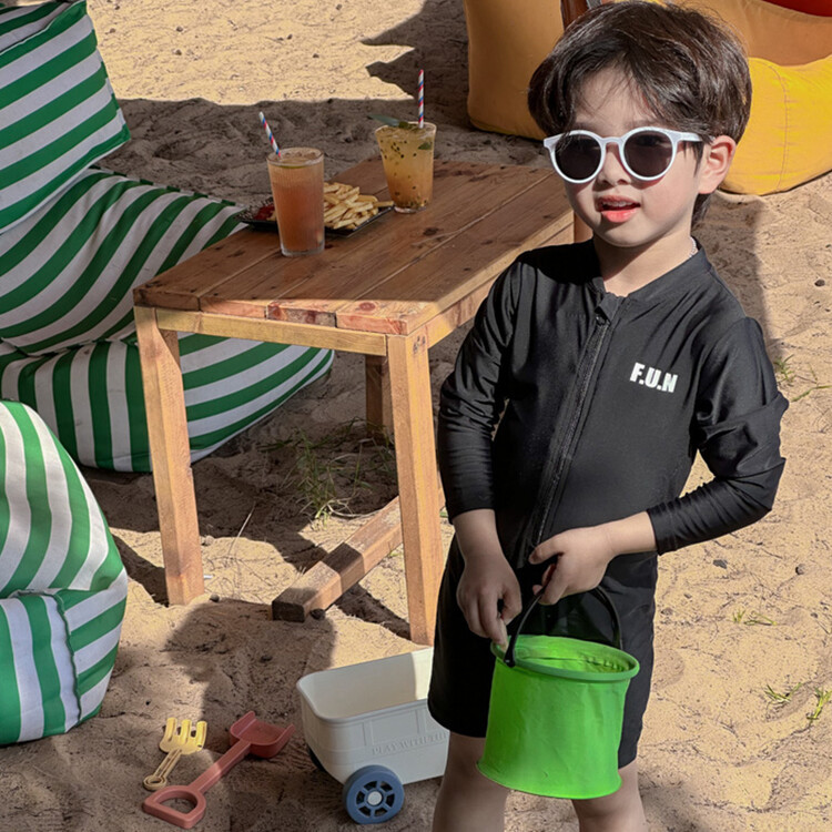 男童泳衣儿童连体衣中小童长袖速干衣服沙滩泳装2024新款韩版洋气