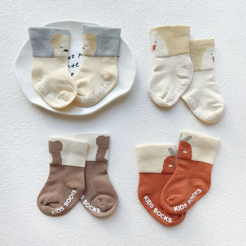 婴儿童A类纯棉全棉袜子宝宝地板防滑不勒腿袜宝宝宽罗口袜子0-1岁