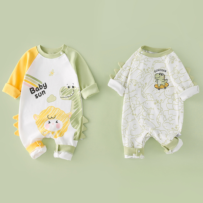 现货速发2件装 新生婴儿衣服春秋季新款满月宝宝连体衣纯棉婴幼儿