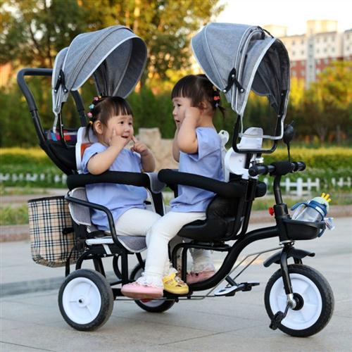 三轮车儿童双人车大号双座三轮双胞胎婴儿推车双人小孩宝宝车