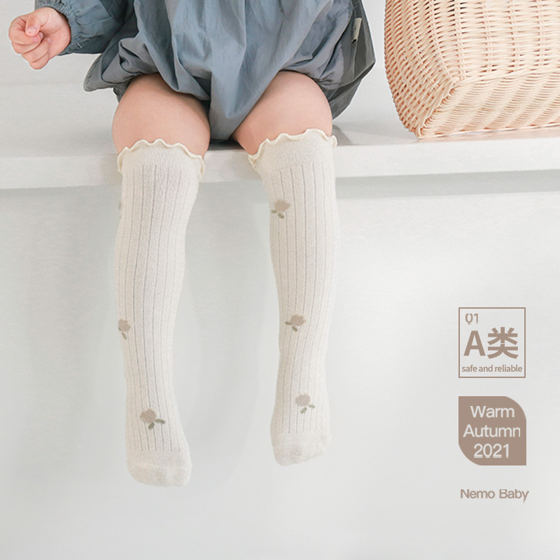 【现货】韩版婴儿长筒袜宝宝春秋儿童高筒袜松口新生儿不勒腿袜子