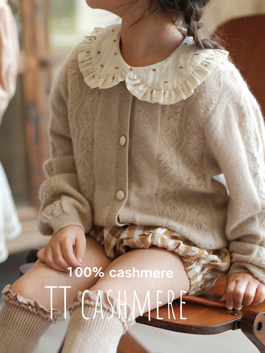 TTcashmere新款法式女童100%山羊绒柔软百搭洋气针织毛衣