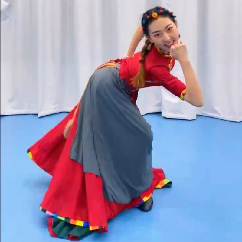 藏族舞蹈演出服装女艺考民族舞相思月舞蹈套装次仁拉索藏舞舞蹈服