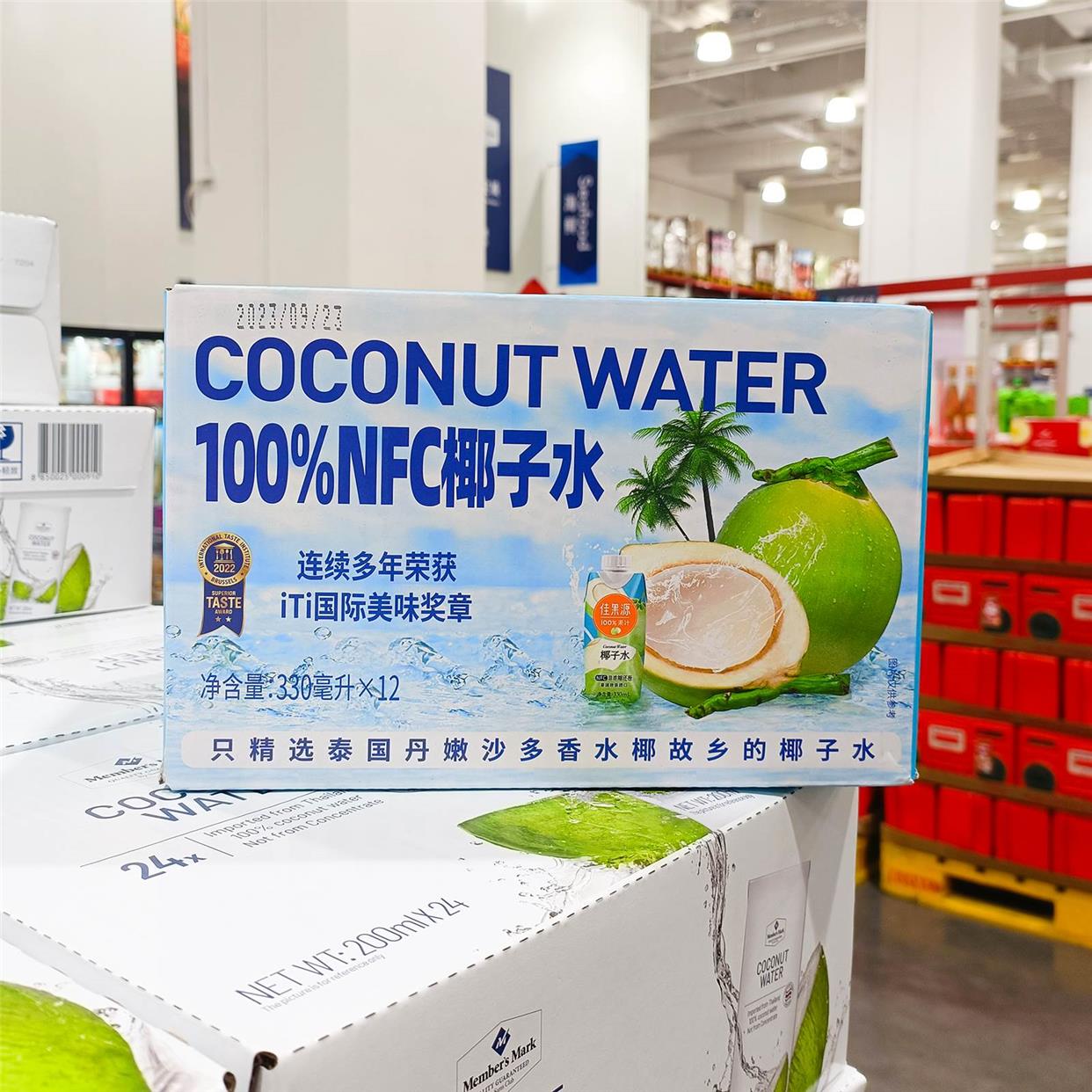 山姆佳果源100%NFC椰子水330ml*12盒泰国进口无额外加糖果汁饮料