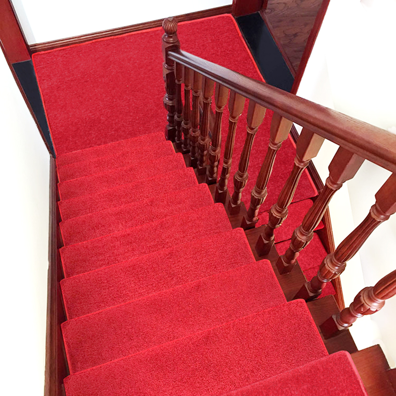 现代简约纯色实木楼梯踏步垫免胶自粘家用满铺防滑楼梯垫定制地毯