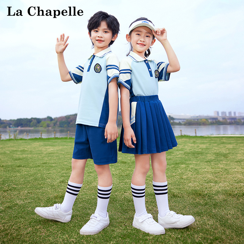 拉夏贝尔儿童校服套装2024新款小学生班服短袖裙子幼儿园夏季园服