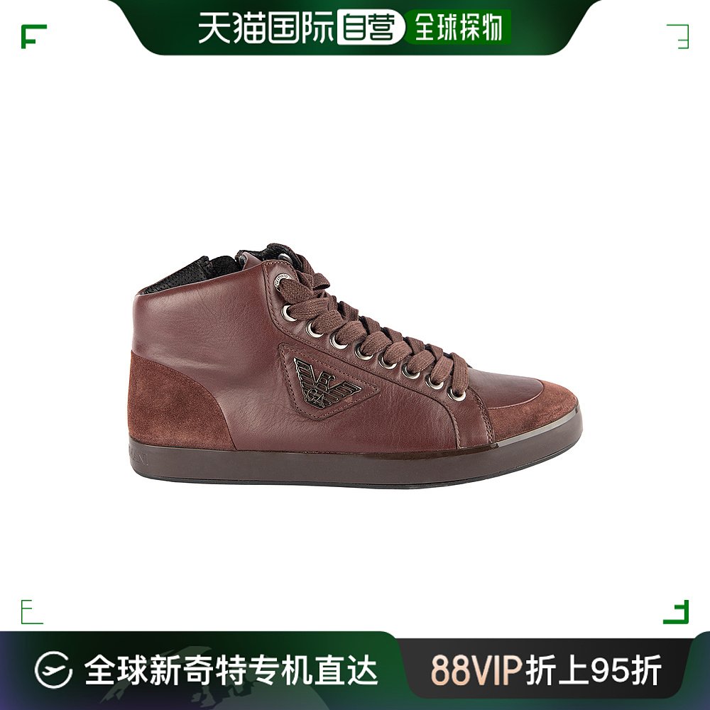 香港直发armani阿玛尼女士酒红色系带休闲板鞋X4Z023XB496T006