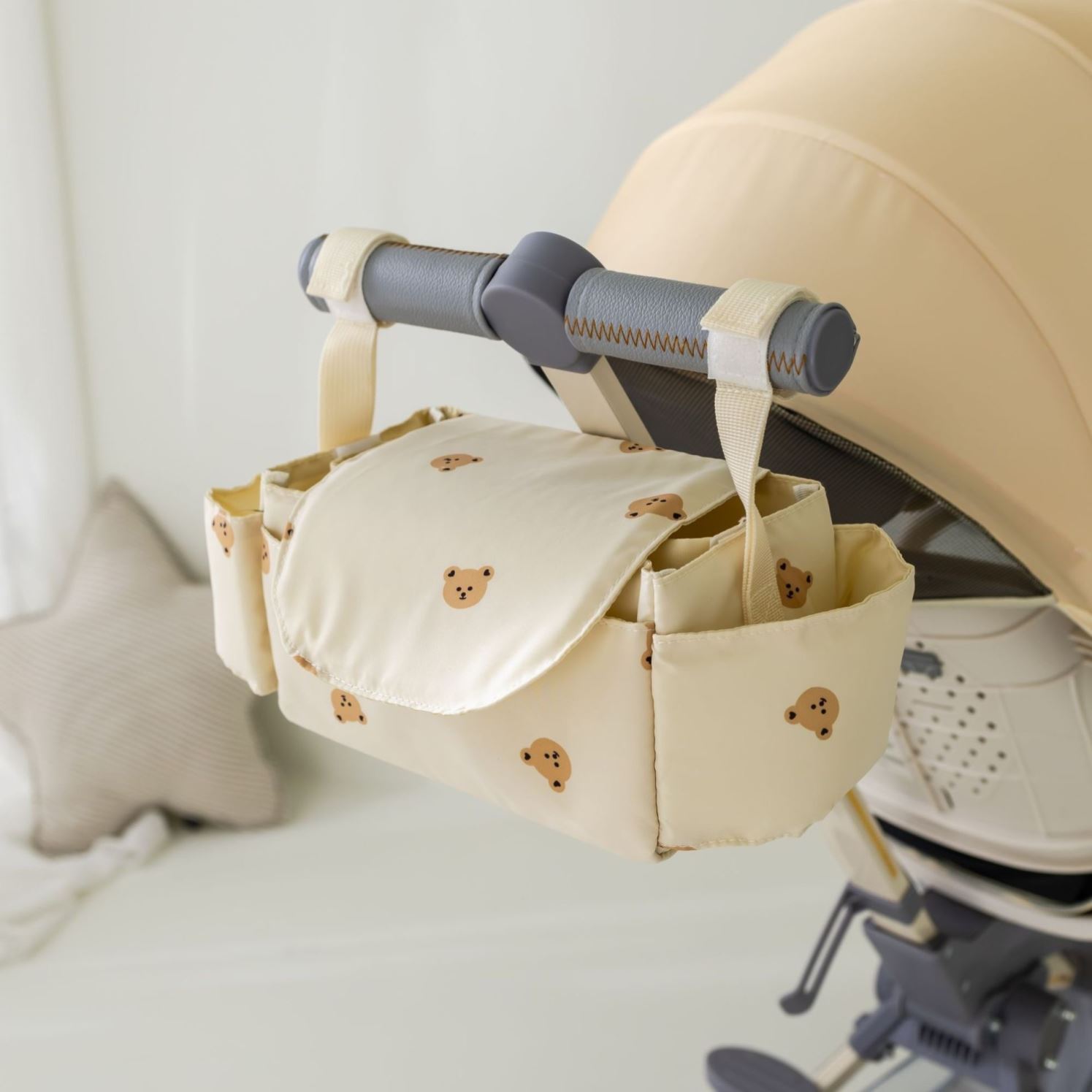 韩国ins婴儿手推车挂包卡通小熊收纳包儿童车置物篮挂袋溜娃神器