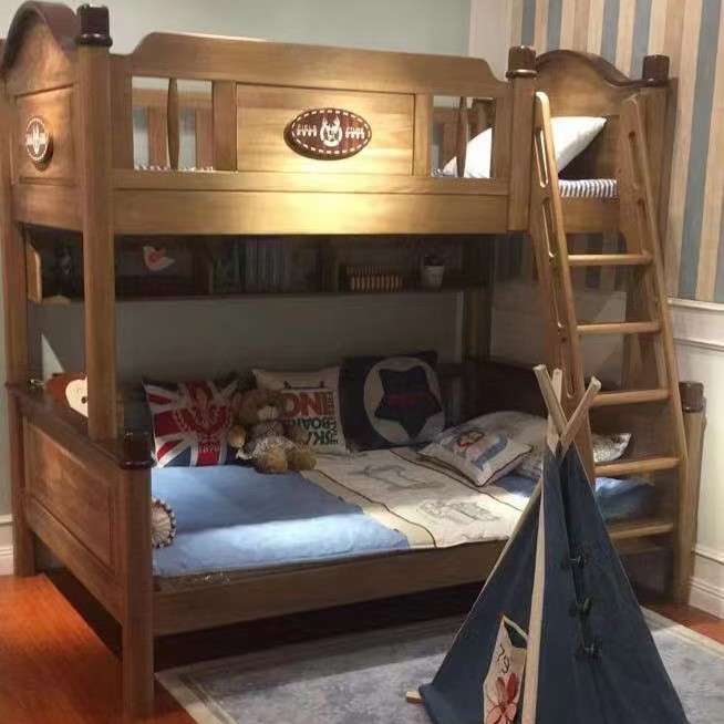 双十一新款木蜡油儿童上下床全实木双层床高低子母床亲子高箱床