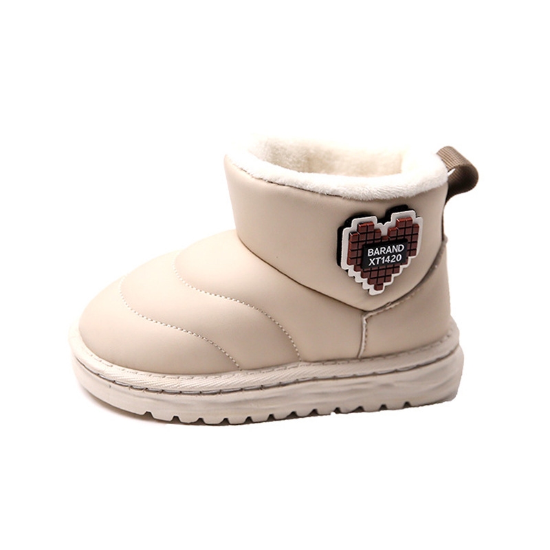 定制女童加绒保暖大棉靴2023冬季新款加厚防水男童防滑雪地靴面包