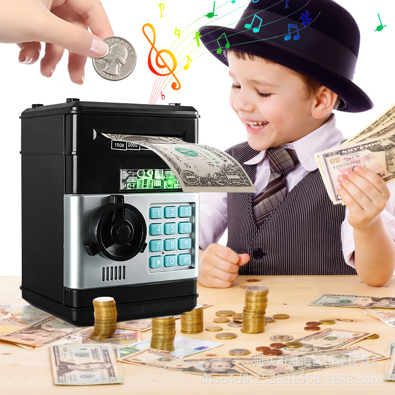 密码存钱罐ATM存款机儿童大号保险柜自动吃吸卷钱语音播报储蓄罐F