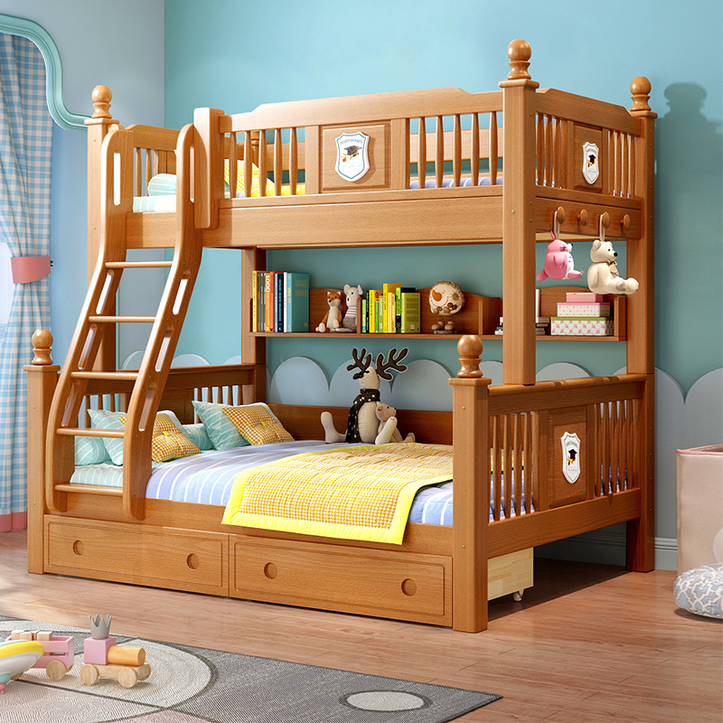 榉木儿童床上下铺双层床全实木子母床小户型成人二层高低床上下床