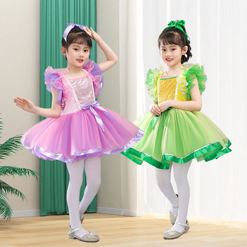 六一儿童蓬蓬裙幼儿园舞蹈公主裙连衣裙女童亮片纱裙表演服演出服